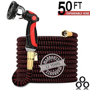 Homes-Garden-Flexible-and-Expandable-Garden-Hose-50-FT-No-Leaking-No-Kink-Lightweight-Durable-with-10-Function-Spray-Nozzle-34-Solid-Brass-Fittings-ONOFF-Valve-G-W025A01-US