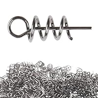 Aoyoho 200pcs Soft Lure Bait Spring Twist Lock Outdoor Fishing Crank Hook Centering Pin for Soft Lure Bait Worm Crank