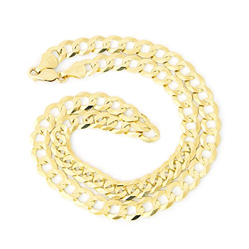 Solid 14k Yellow Gold Comfort Cuban Curb Heavy 8.3mm Chain Necklace, 22