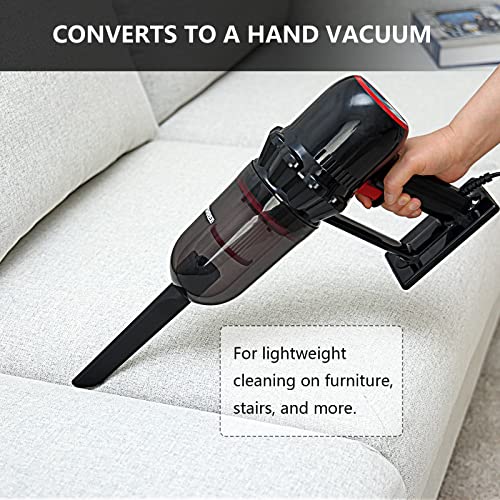 Corded Vacuum Cleaner, 17KPa Powerful Suction with 600W Motor, 4 in 1 Lightweight Handheld Stick Vac for Pet Hair Hard Floor and Carpet