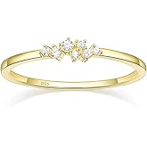 Mameloly 1.5mm 925 Sterling Silver 14K Gold Plated CZ Wedding Bands for Women Dainty Stackable Cubic Zirconia Engagement Rings for Her Size 3-12