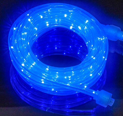 Izzy Creation 18FT Blue LED Flexible Rope Lights, Indoor/Outdoor Lighting, Waterproof Connectable120V Plug-in, 3/8" Round, Home, Garden, Patio, Shops, Christmas, New Year, Wedding, Party, Events