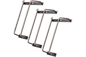 zoohot 7-Inch Red Copper Wine Glass Rack - Under Cabinet Stemware Wine Glass Holder for Bar Kitchen (1 Rows, 3 Pack)