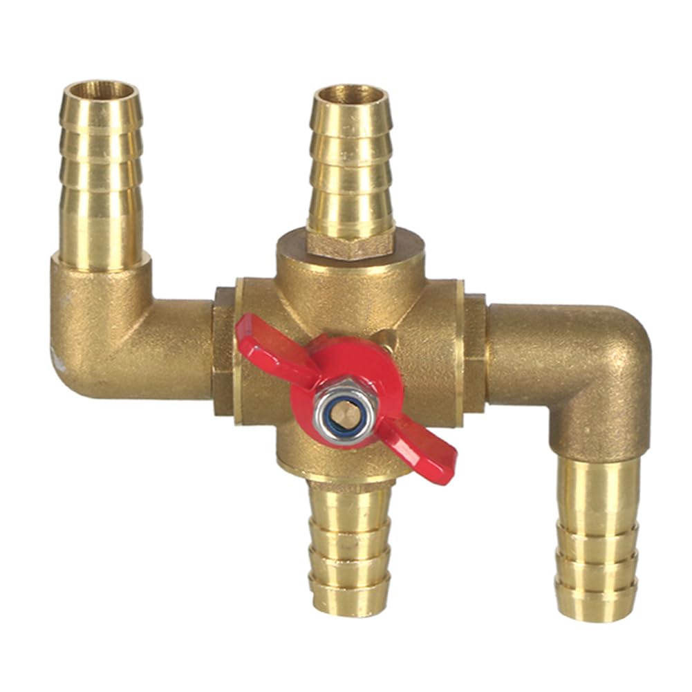 Photo 1 of Joywayus All Solid Brass Body Automobile Integrated 4-Way Heating Water Manual Control Valve 5/8” (16mm) OD Barb