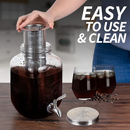 Zulay Kitchen 1 Gallon Cold Brew Coffee Maker with EXTRATHICK Glass