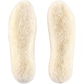 Ronsan Sheepskin Insoles for Women and Men - Winter Warm Wool Insoles for Cold Weather Furry Fleece Replacement Inserts for Shoes Snow Boot Slipper Work Boot Sneakers, Beige White US 13 / EU44