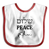 World Peace Hebrew English Arabic Infant Toddler Bibs Adjustable Snaps Cute Design Baby Bib Funny Baby Shower - Gift