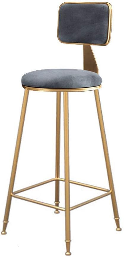Qqjbd 39.3″ Metal Counter Stool Height Bar Stools with Four-leg & Back for Indoor/Outdoor Barstools (Color : Gray)