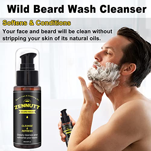 ZENNUTT Beard Growth Kit,Beard Kit,Beard Grooming Kit w/Beard Wash,2