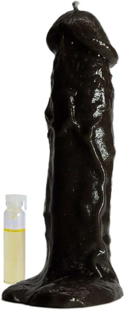 PHALLUS ESOTERIC Candle 19 cm. Color: Black, beeswax with plants, Ritualized