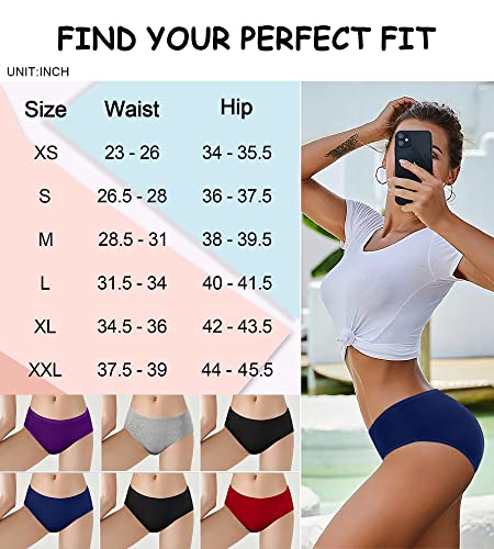 Womens Underwear Cotton Hipster Panties Low Rise Full Coverage Comfortable No Show Ladies Briefs