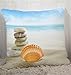Wonder4 Decorative Throw Pillow Covers Set of 4 Cotton Linen Cushion Covers 18 x 18 inch Throw Pillow Case Home Decor Patio Pillow Cover with Conches, Starfishes, Stones, Sunshine, Sea, Beach Pattern