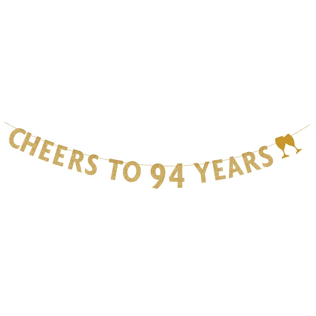 MAGJUCHE Gold glitter Cheers to 94 years banner,94th birthday party decorations