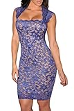 Dearlovers Women Vintage Slim Fit Lace Party Dress Large Size Blue