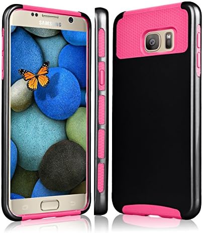 Galaxy S7 Case, Tekcoo [TDuke HY] Dual Layer Hybrid Impact Defender Slim Hard Case Cover Plastic Shell Outer+Soft TPU Rubber Silicone Inner For Samsung Galaxy S7 S VII G930 GS7 [Black/Rose]