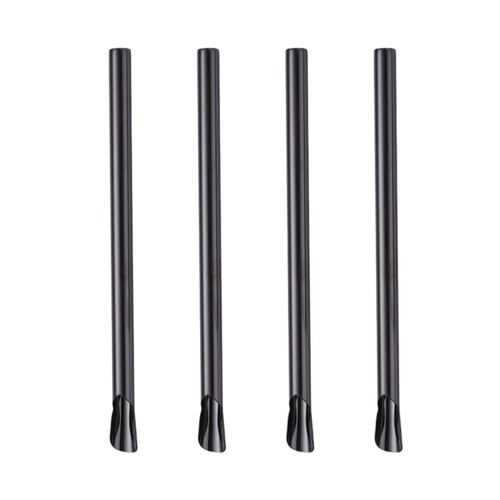 4pcs Reusable Boba Straw Wide Stainless Steel Smoothie Straw Metal Stirrer for Tea Tapioca Pearl Jumbo Drinks (Black)