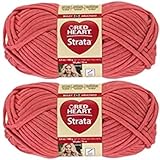 RED HEART Strata Yarn, Coral (2 Pack)
