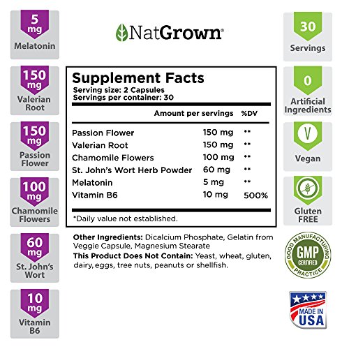 Natural Sleep Aid for Adults - With Melatonin 5mg, Valerian Root Extract, Passion Flower & More. For Deep, Restful Sleep