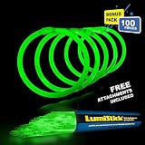 Lumistick 8 Inch Glow Sticks | Bendable Glowstick Necklace and Bracelet | Kids Safe & Non-Toxic Illuminating Bangles and Necklet | Bendable Light Up Neon Jewelry Pack