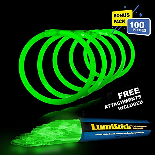 Lumistick 8 Inch Glow Sticks | Bendable Glowstick Necklace and Bracelet | Kids Safe & Non-Toxic Illuminating Bangles and Necklet | Bendable Light Up Neon Jewelry Pack