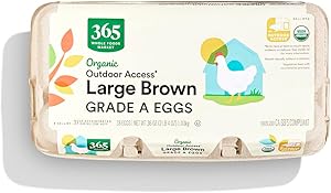 365 by Whole Foods Market, Organic, Outdoor Access, Large Brown Grade A Eggs, 18 Count