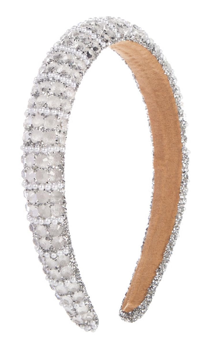 scicent Hair Bands for Girls Non-Slip Wide Head Band White Plain Hairbands Crystal Beaded Embellished Hair Band Wedding Hair Accessories for Women - 26505 — image 1