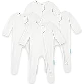 PurComfy Baby Zipper Footie Pajamas, Supersoft Bamboo Rayon Baby Footed Pjs Boy Girl 0-3-6-9-18-24 Month Coverall Sleepers