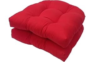 Eoieov Indoor/Outdoor Wicker Chair Cushions Set of 2 Waterproof Rocking Chair Cushion Pad,2 Pieces 18.5in*18.5in Round Corner Patio Chair Cushion Red