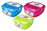 Sistema Lunch Salad To Go Container, 37.1 oz - Blue, Pink, Green (3 Pack) - Food Solutions For Busy Lifestyles