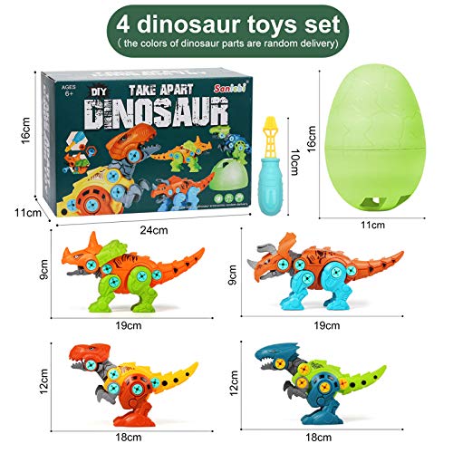 Sanlebi Dinosaurier Montage Spielzeug, 4 Stück Dinosaurier Spielzeug ab 3 4 5 6 Jahre mit Schrauben Dinosaurier Ei DIY… – Bild 8