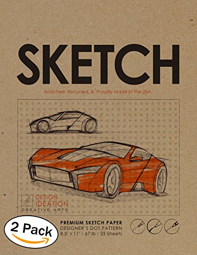 Premium Sketch Pad for Pencil, Ink, and Marker. Great for Art, Design and Education. Grey Designers Dot Pattern. (Jumbo 8.5" x 11") (2 Pads)