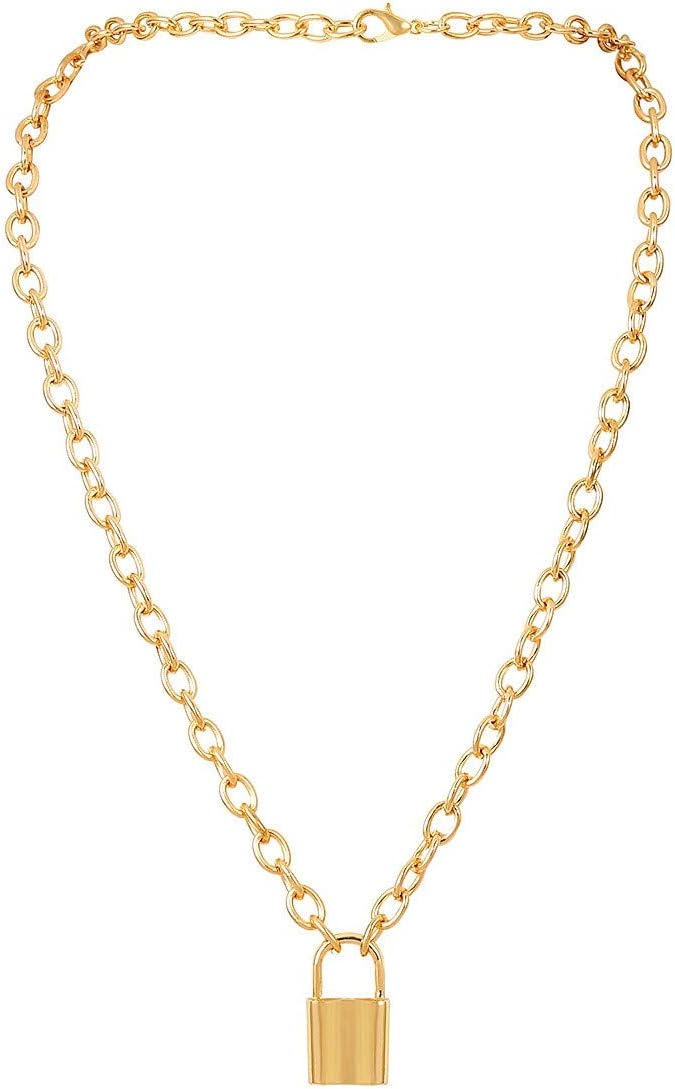 Multilayer Lock Pendant Necklace Layered Long Chain Key Padlock Necklaces Personalized Jewelry for Women Girls Boys Men