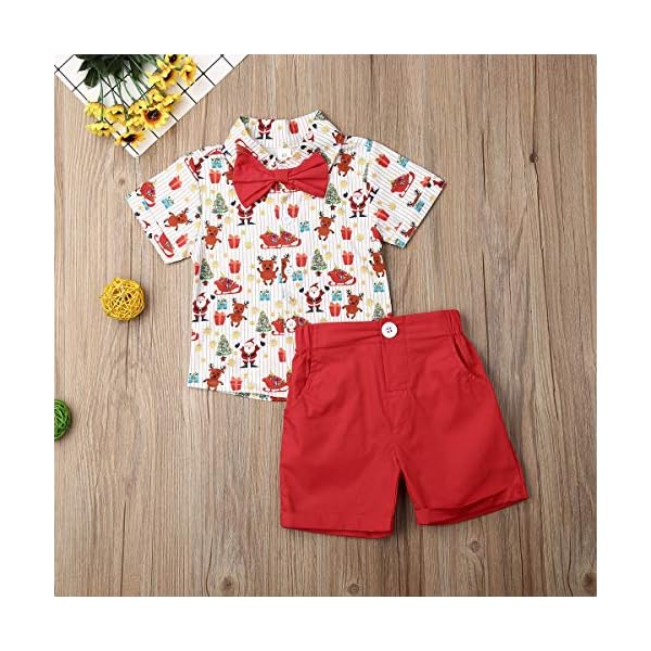 MA&BABY Baby Christmas Boys Clothes Set Gentleman Bow Tie Shirts+Pants 2pcs Red Outfits Set Deer Wedding Party - Image 5