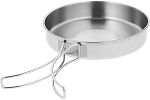 Toddmomy Outdoor Pan Outdoor Cooking Pot Camping Cooking Pot Fried Egg Pan Flat Frying Pan Grilling Utensils Stainless Steel 