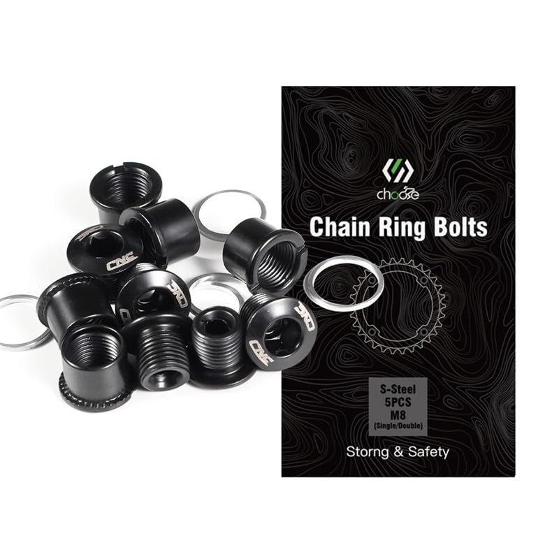 CNCLOL Single/Double Chainring Bolts,M8 Bike Chainring Bolts&Nuts For MTB/BMX/Bicycle（Black/Blue/Orange/Red/Colour）