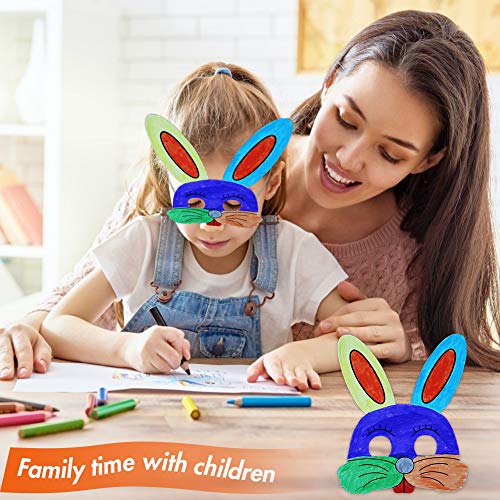 DIY animal masks, 40 Sets DIY Blank Graffiti Masks Jungle Paper Masks with Colored Pens and Elastic ropes for Kids Dress up Birthday Party Halloween Cosplay Hand Painting Art Crafts Favor