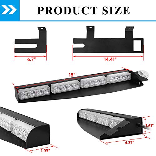 Blue White Visor Emergency Lights, YITAMOTOR 216LED 96W 15 Flash