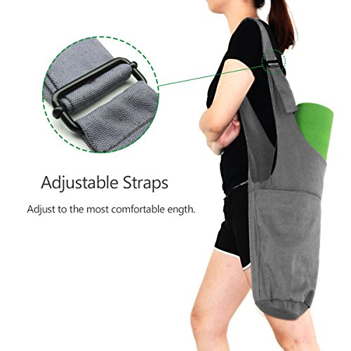 Okela Yoga Mat Bag, Yoga Mat Tote Sling Carrier with Adjustable Straps and Side Zipper Pocket, Large Size Design Fits Most Size Yoga Mats to 12mm(New Version) - Thumbnail 2