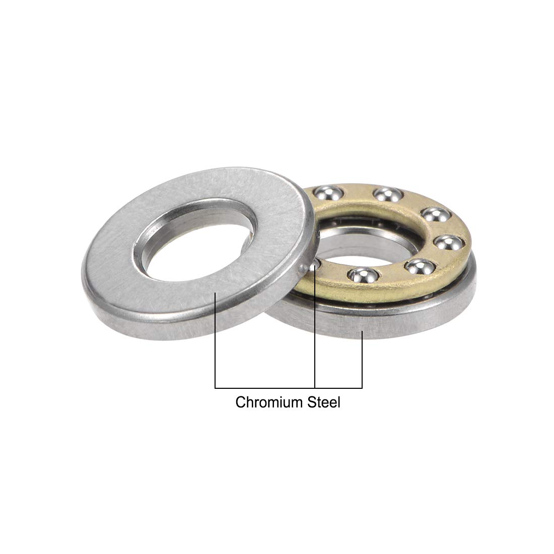 sourcing map F5-11M Thrust Ball Bearings 5mm x 11mm x 4.5mm Chrome Steel Single Direction 2pcs, 5mmx11mmx4.5mm - Image 3