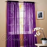 1kidandaheadache 2pc Purple Voile Fully Stiched Elegant Sheer Panels 60x84