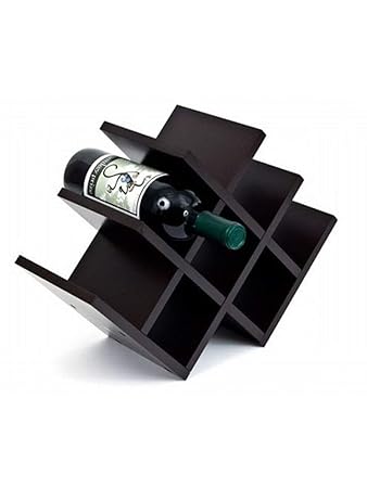 Home Sparkle Wooden 8-Bottle Pyramid Wine Rack (Black)