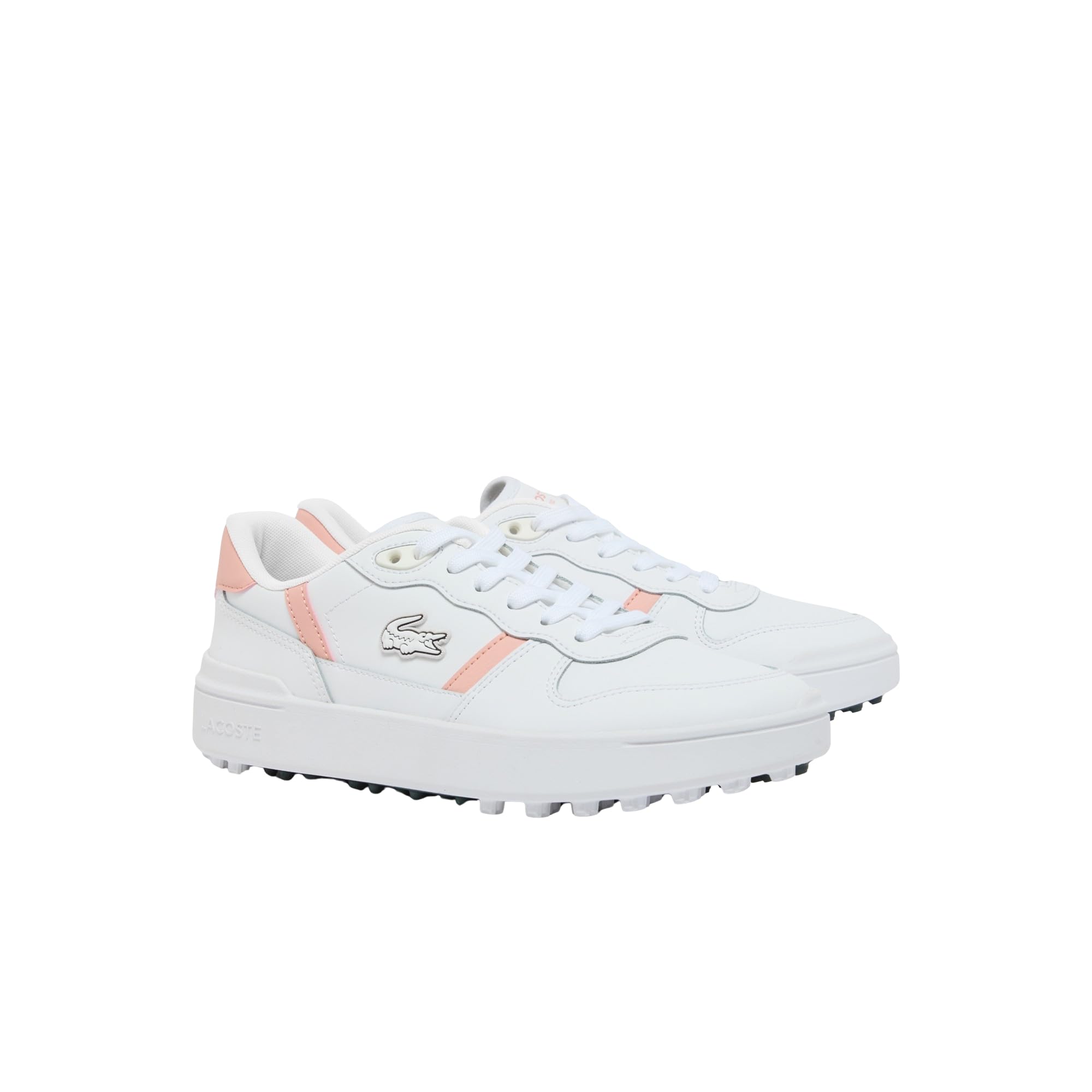Lacoste Women’s T-Clip Leather Golf Shoes, White/Pink, 9