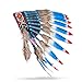 Native Americana Native American Inspired Feather Indian Headdress | Red White & Blue | Small