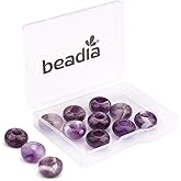BEADIA Natural Amethyst Crystal Rondelle Stone with Large Hole (5.5mm) Loose Semi Gemstone Beads for Jewelry Making 14mmx7.5mm 12pcs