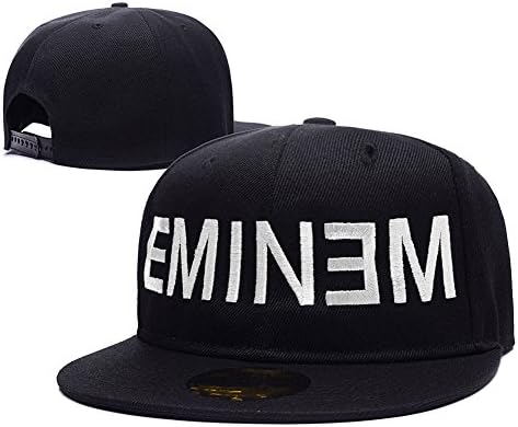 Eminem Logo Adjustable Snapback Caps Embroidery Hats - Black/White