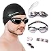 Neptune Swim Set - 5 Piece Goggles To Swim, Swimming Cap, Swimmers Ear Plug, Nose Swimming Clip, Swim Goggle Case + Spare Quick Fit Buckle
