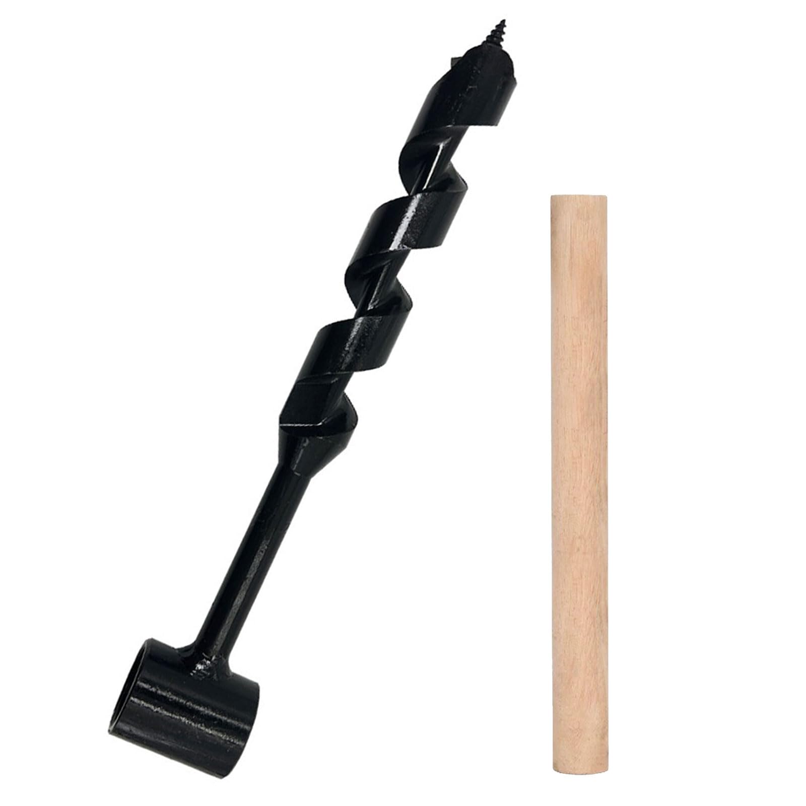 VZU 25 x 260 mm Bushcraft Drill, Woodworking Hand Drill, Multifunctional Wood Drill Manual Bushcraft, for Outdoor Survival and Camping, Black