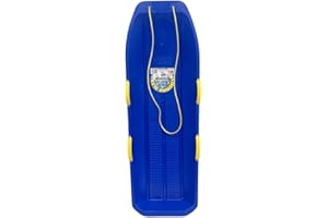 Back Bay Play 47in Snow Sled Racer High Density Plastic Sled 2 Person Toboggan w/Pull Rope & 4 Handles Snow Sleds for Kids