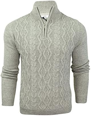 Xact Mens Wool Blend 1/4 Zip Neck Arran Jumper