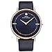 IBSO Two Analog Ultra Thin Gold Bezel Genuine Leather Belt Wrist Watch for Men Blue